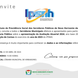 CONVITE DO IPSNH AOS SERVIDORES MUNICIPAIS EFETIVOS E APOSENTADOS PARA PARTICIPAR DE AUDIÊNCIA PÚBLICA